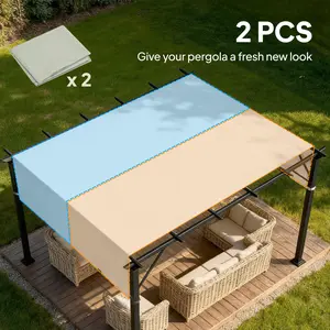 Pergola Replacement Canopy, 2-Piece UV-Protective Shade Cover for 10x10ft Pergolas, Easy-to-Install, Light Gray Outdoor Canopy