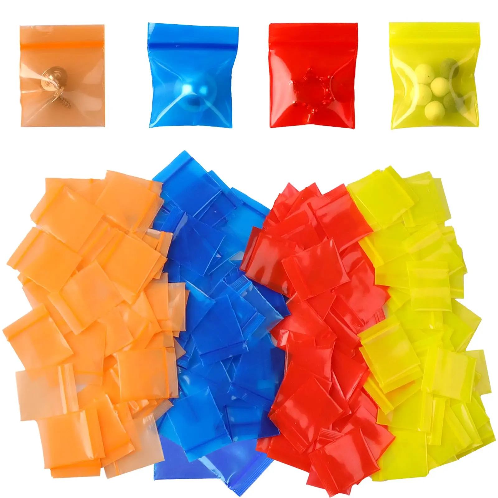 200pcs Mini Ziplock Bags Small For Pills Tiny Baggies Plastic Seal Earrings Candy Bag Resealable Colorful Clear Zipper Snack