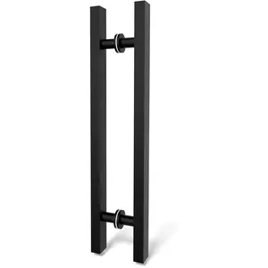 24 inch Door Handle Sided, Pull Push Sliding Barn Door Handle, H Shape Shower Door Pull Handles, Black