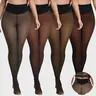 【COMPRESSION BAND & ONE SEAM】1/2/4-PACK Magic Fleece Lined Tights w/ 2-Waistband Option - ONE-LINED SEAM Women's Fake Sheer Warm Pantyhose Thick Winter Leggings Fashion Womenswear