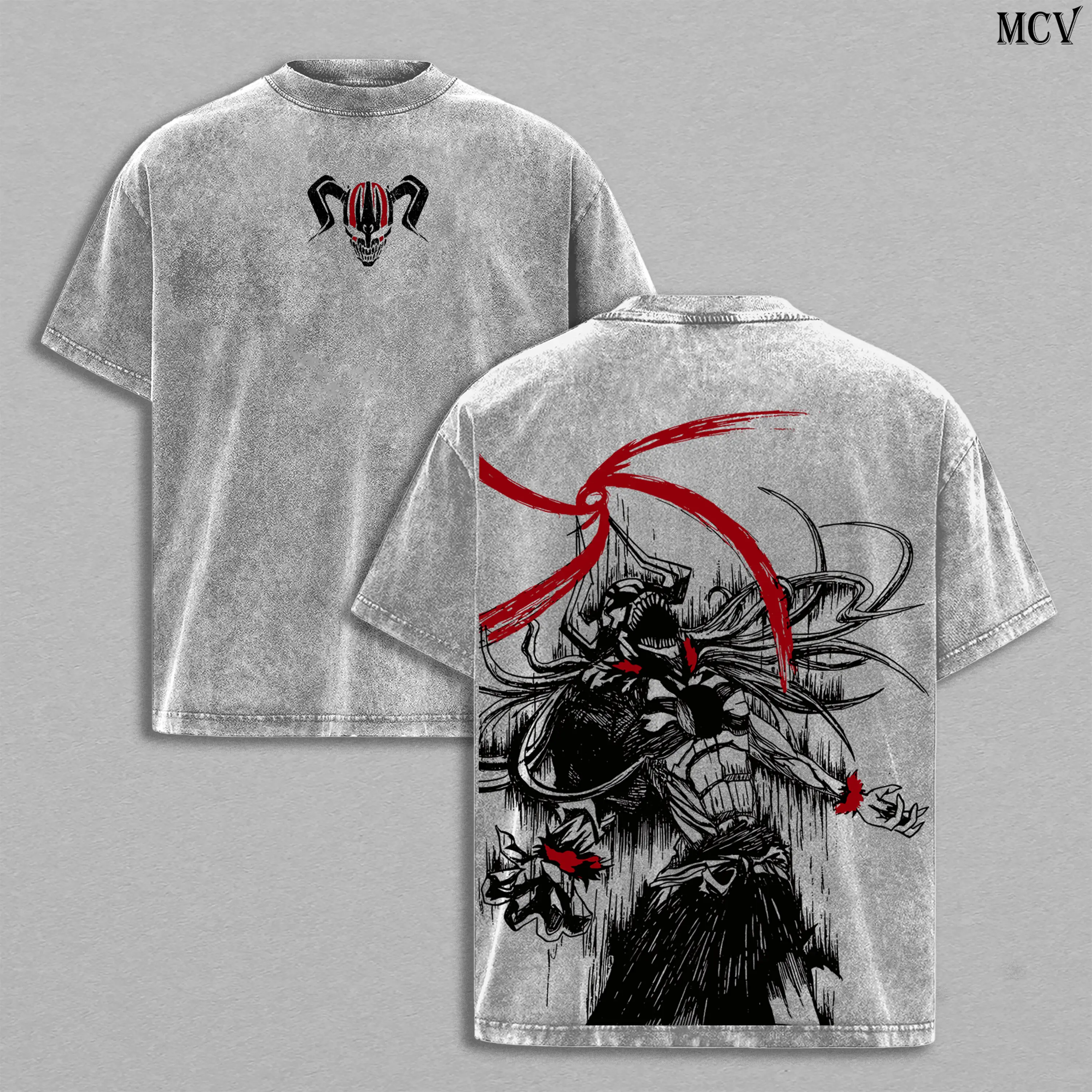 Ichigo Kurosaki Bleach Tee & Hoodie Washed – Vintage Oversized Heavy Cotton Anime Manga Hoodie & T-Shirt, Double Printed Retro Unisex Streetwear Graphic Top, Soul Reaper Bankai Edition, Japanese Anime Merch