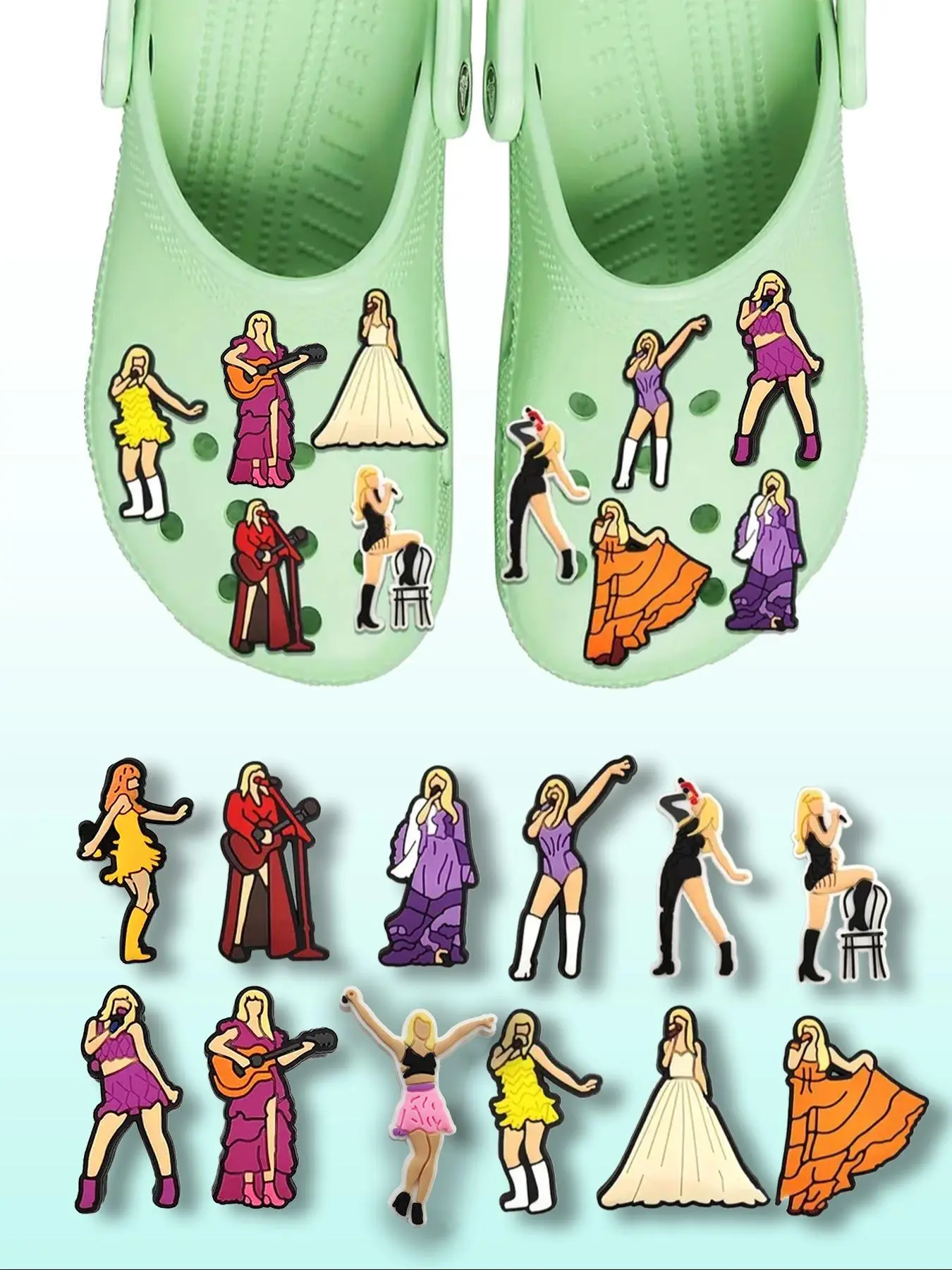 Cartoon Singer Themed Shoe Decoration Charms, Croc Charms, Cute PVC Shoe Accessories for Women's Clogs, Fashionable Shoes Decorations for Clogs, Shoe Charm Set, Shoe Embellishment Set, Decorative Shoe Accessories