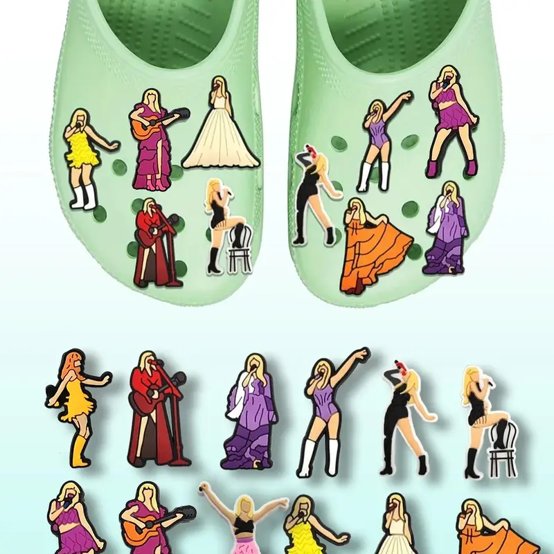 Cartoon Singer Themed Shoe Decoration Charms, Croc Charms, Cute PVC Shoe Accessories for Women's Clogs, Fashionable Shoes Decorations for Clogs, Shoe Charm Set, Shoe Embellishment Set, Decorative Shoe Accessories