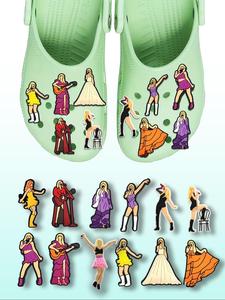 cartoon singer themed shoe decoration charms, cute pvc shoe accessories for women's clogs, fashionable shoes decorations for clogs