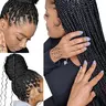 Women's 30-36in 480-520g 360 Knotless Lace Front Crochet Wig, Loose Braids Hairstyles, Baby Hairs, Quick Daily Part, Square Style, Casual Use, Female-Friendly Design, Synthetic Braided Lace Wigs for Women