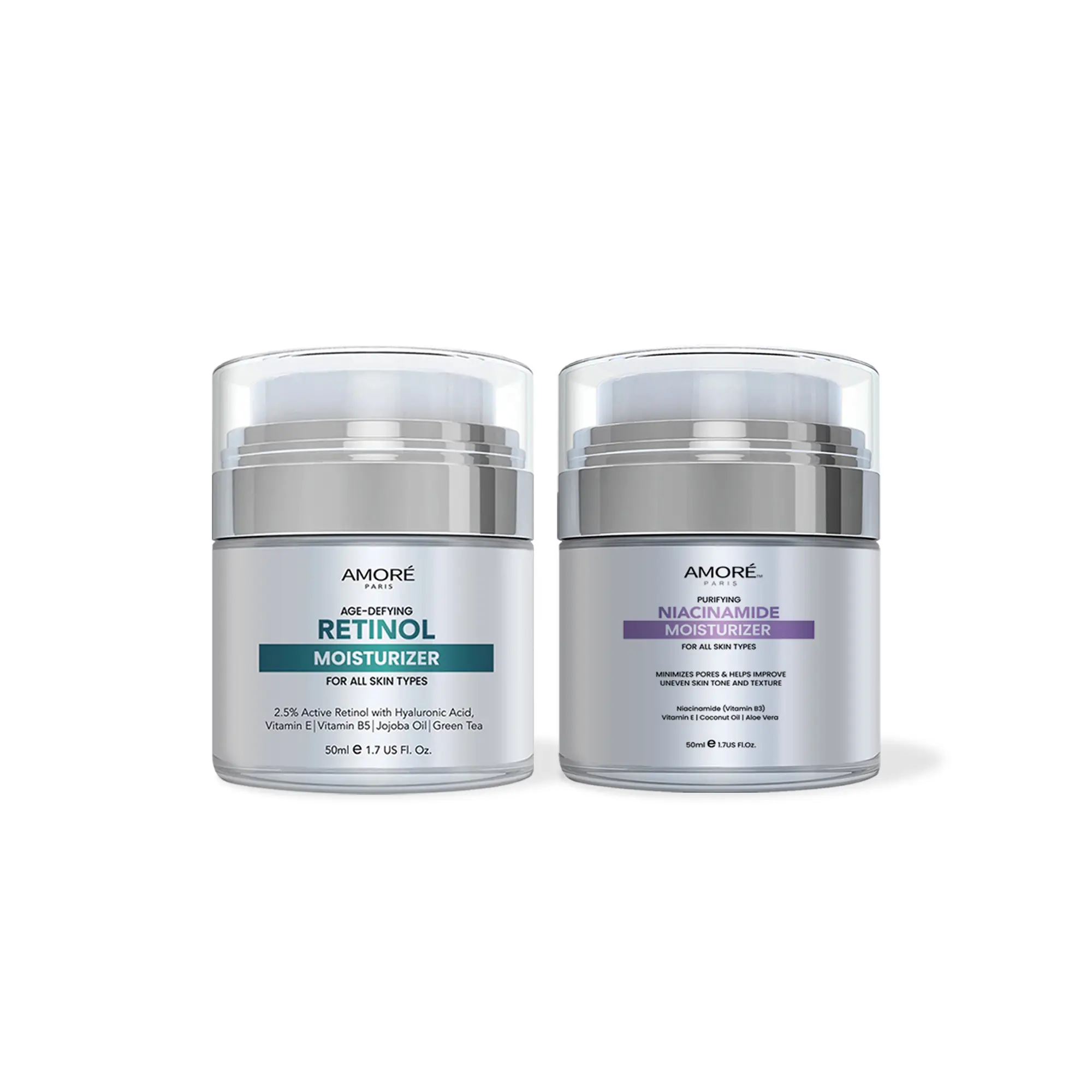 Anti-Aging Retinol  Night Cream Moisturizer & Niacinamide Day Cream Anti-Wrinkle Formula Skincare Hyaluronic Organic Sensitive