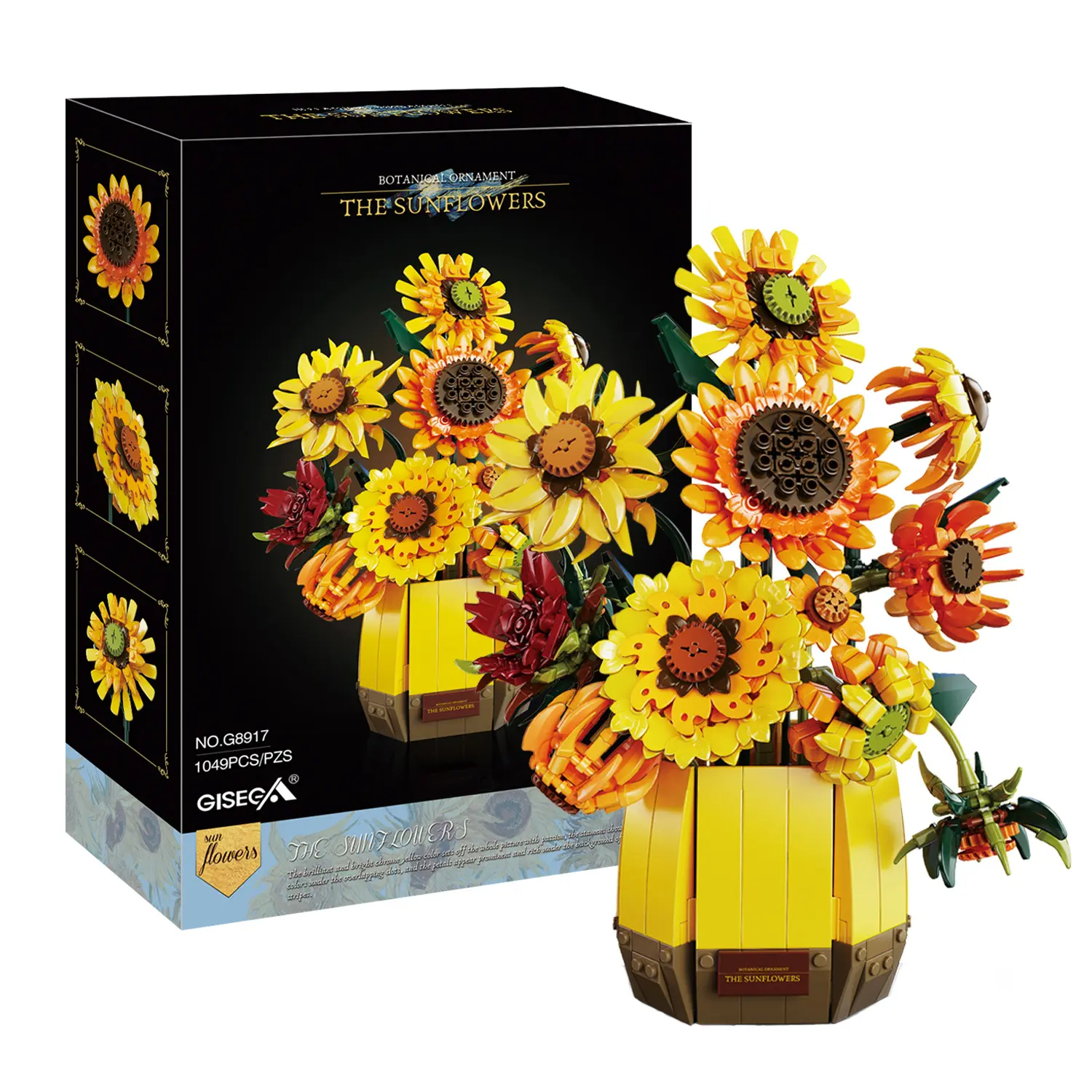 1049PCS Sunflower Botanical Building Blocks Kit Home Decor Artificial Flowers Bricks Model Toys Ornaments Building Block Sets For Ideal Christmas Birthday Gifts
