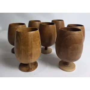 Vtg. Handmade Wooden Goblets (7)