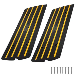 Garvee Heavy Duty Non-Slip Rubber Curb Ramp Threshold Loading Ramp for Wheelchair, Scooter, Motorcycle 48"L x 16"W x 2.5"H, 33000 lbs Capacity, 3-Channel Wire Cover