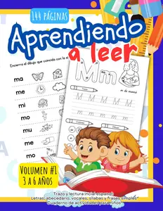 Aprendiendo a leer, Lectura inicial, Cuaderno de actividades para niños de 3 a 6 años: Trazo en español, Letras, abecedario, vocales, silabas y frases ... a leer en español) (Spanish Edition)