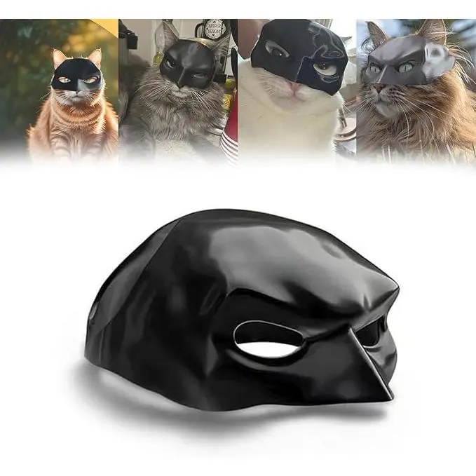 Bat Cat Mask Cosplay, Bat Style Cat Mask, Pet Costume Accessories, Fun and Cute Superhero Cosplay Mask Suitable for Cats, Black Cat Bat Cosplay Mask Hat Suitable for Cats, Cat Costume (Large Size 5.1inch Length x 3.5inch Width)