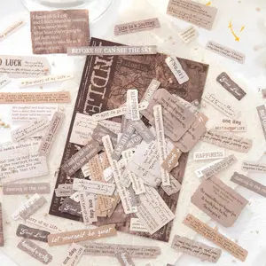Scrapbooking & Journal Making Material Paper, Scrapbook Page, 60 Sheets/bag Vintage DIY Decorative Sticker, DIY Decorative Sticker for Diary & Phone Case