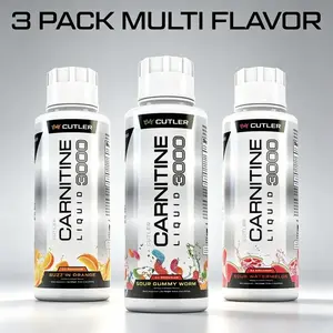 3-Pack Cutler Nutrition Liquid Carnitine 3000mg – Multi-Flavor Energy & Workout Performance Sports Supplement Drink
