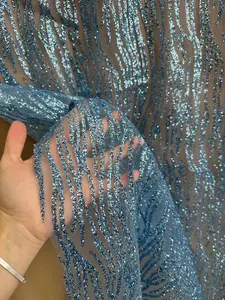 Baby Blue Glitter Lace