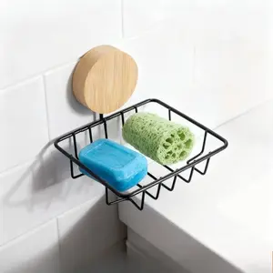Wall-free bamboo punched soap box draining vanity soap rack soap box dish bathroom soap storage rack