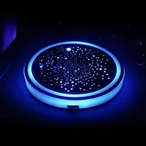 LED Cup Holder Light USB Charging, 7 Color Changing Glow Interior Car Accessory, Non-Slip Cup Tray Atmosphere Lamp, Teenage Car Parts