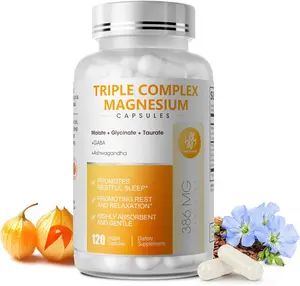 iMATCHME Triple Magnesium Complex Capsules, Glycinate Taurate & Malate Blend with Omega 3, Ashwagandha & GABA, High Absorption Gentle Vegan Daily Nutritional Supplement, 120 Count