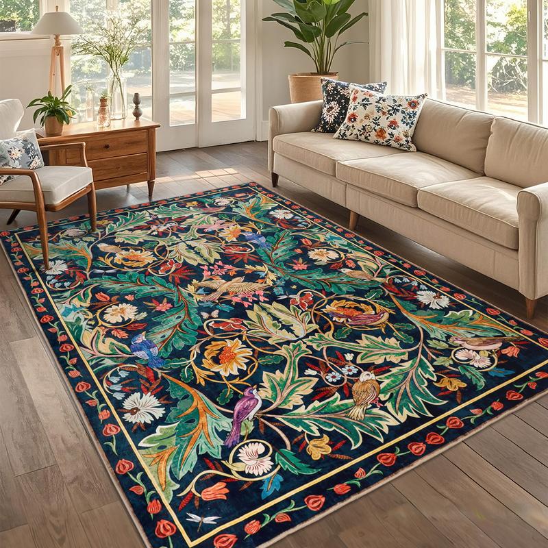 Geanup Washable Bird Rug Non Slip, Soft Boho Floral Kitchen Laundry Rug ...