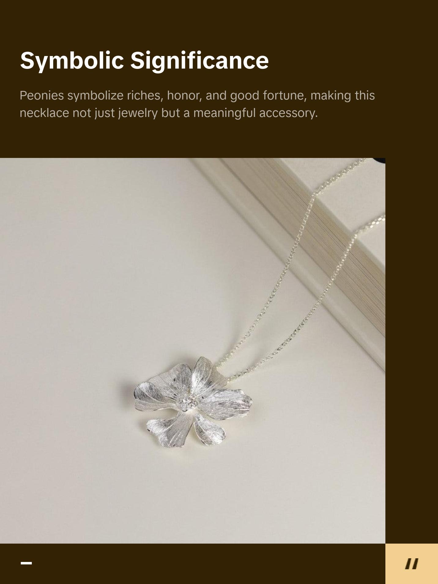 Peony Flower 925 Silver Necklace