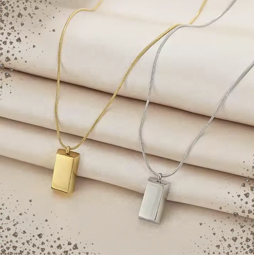Gold Bar Necklace • Vertical Bar  Pendant • Minimalist Silver Gold Rectangular Shaped Bar Necklace Jewelry Gifts for Unisex, Gift