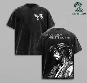 Vagabond Miyamoto Musashi Vintage Washed Oversized Anime T-Shirt, Samurai Manga Graphic Tee, Heavyweight Cotton Streetwear Shirt