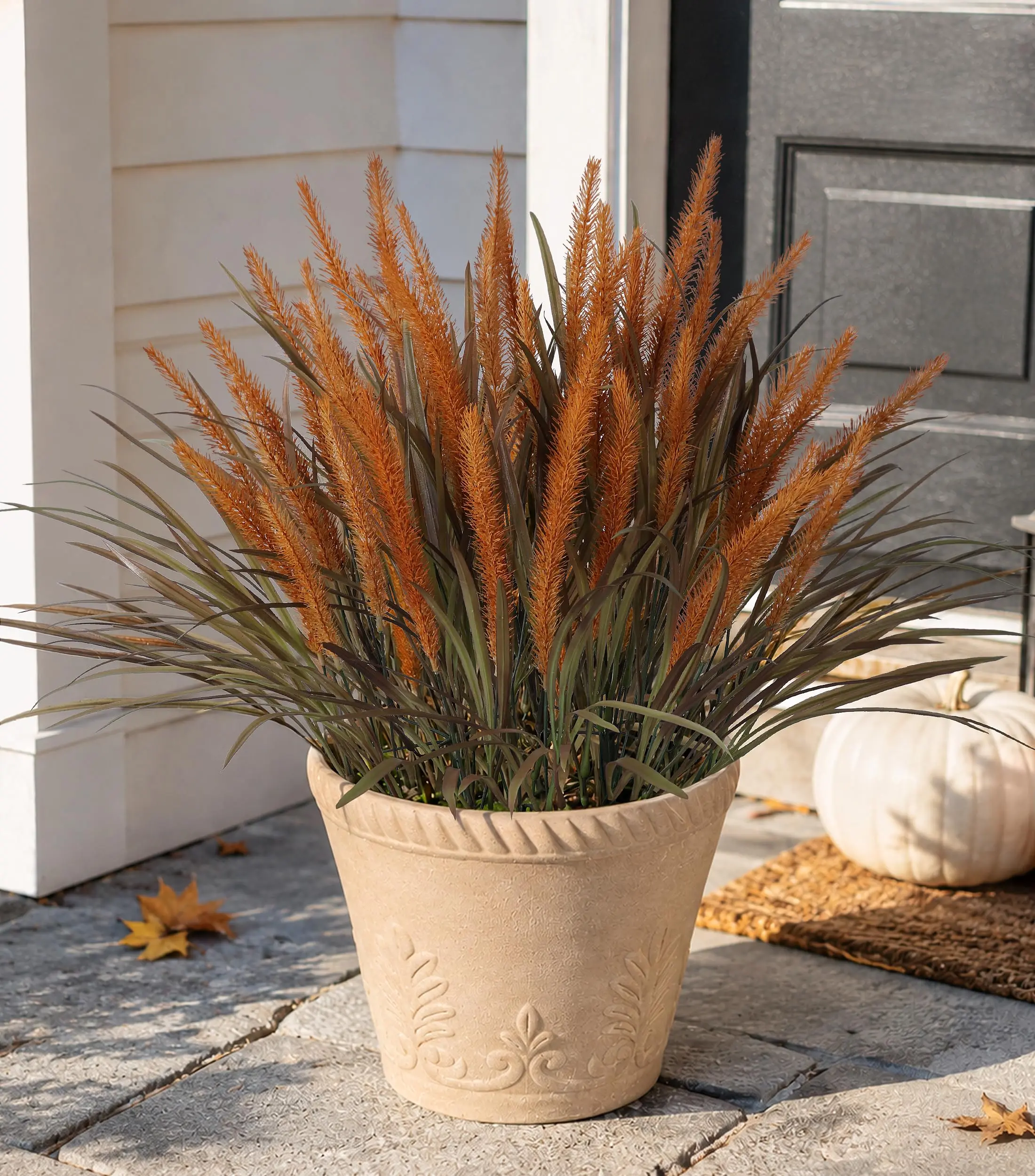 Ivydale 4 PCS Fake Plants Outdoor Artificial Plastic Grass,20" Faux Dog Tail Grass Plant UV Resistant Outdoors Fake Greenery Stems Bushes for Planters Patio Porch Window Box Pathway Garden Home Decor