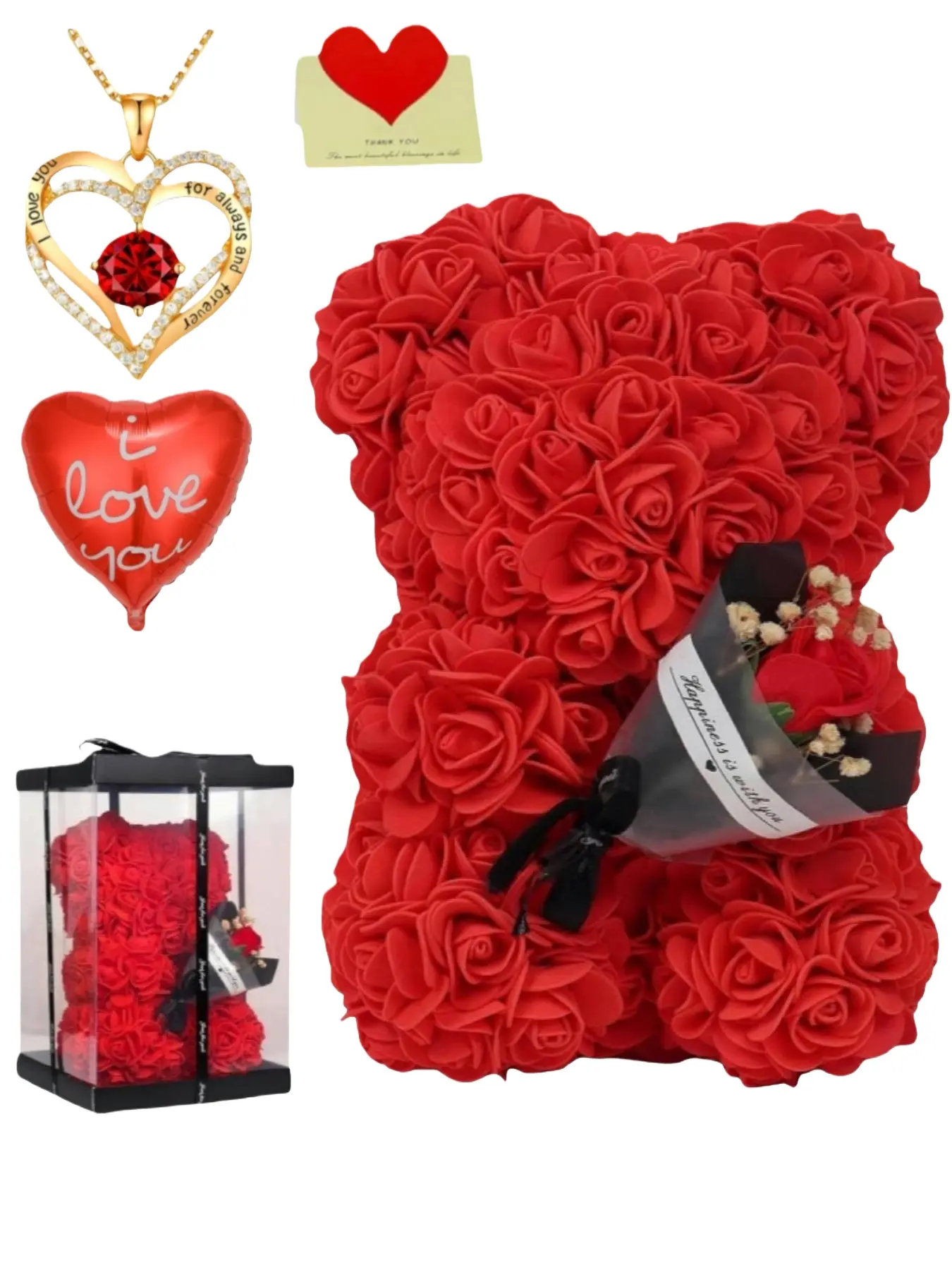 Eternal Rose Teddy Bear Gift Box, Ideal for Couples, Soulmate Gift, Valentine's Day, Anniversary, Birthday, Christmas, New Year Present, Flower