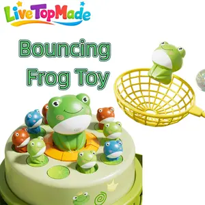 Jumping Animal Toy, Bouncing Frog Toy,Sound Light Green Frog Bounce Toy, Ejection Frog Turntable Sound Light, Interactive Play Concentration Training For Kids,Christmas gift