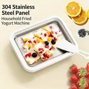 Instant Ice Cream Maker,Rolled Ice Cream Maker, Soft Serve Ice Cream maker, No Electric Portable  Machine with 2 Scrapers, Food grade Stainless Steel Plate, Hand Washable, Ideal for Home, Food & ASMR Bloggers, Pink & White