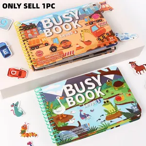 Toddler Quiet Activity Book Set, Animal, Traffic, Fairy Tale, Supermarket Themes, Durable Waterproof Cardboard, Early Learning Books