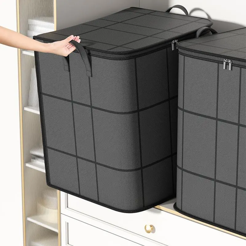 Large Capacity Clothes Storage Bag, 1/6 Counts Foldable Clothes Storage Bag with Handle, Folding Dustproof Storage Organizer for Closet, Dormitory, Be