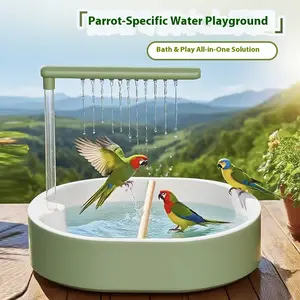 Parrot-Specific Water Playground Double Row Rain Shower Bath Automatic Pump Outdoor Circulation Aquarium ABS Material Bath & Play All-in-One Solution+ Free Gifts