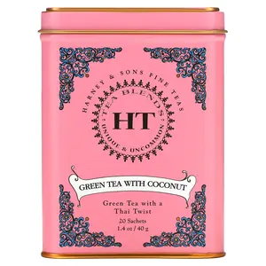 Harney & Sons HT Tea Blends, Green Tea with Coconut, 20 Tea Sachets, 1.4 oz (40 g)
