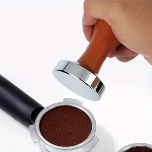 1pc Elegant Handmade Espresso Tamper: Professional Barista Quality with Comfort Wood Handle - Perfect Coffee Crafting Companion