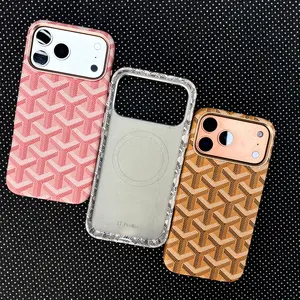 Magsafe Phone Case for iPhone17Promax Faux Leather Full Coverage Anti-Drop Protective Case iPhone16 in Multiple Colors with Stylish Patterns lumee