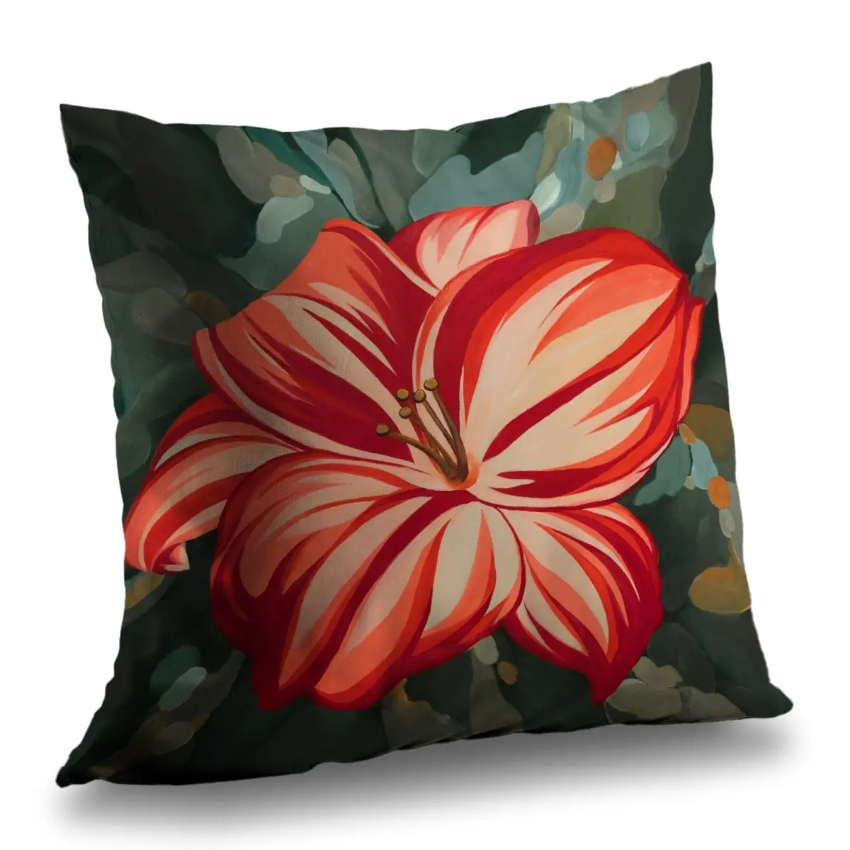 360 Stand 14x14 in. Contemporary Poly Twill Throw Pillow - Twill Weave, Botanical Vibe Home Decor Accent, Daylily Print, Machine Washable, Ideal for Contemporary Living Spaces, Throw Cushion