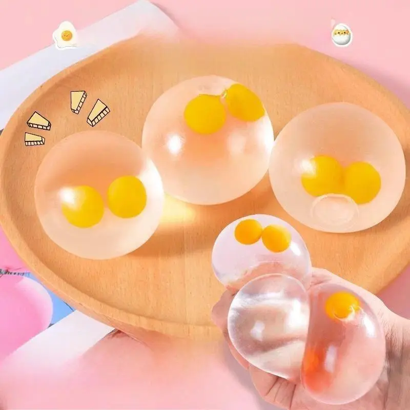 Unisex Summer Double Egg Yolk Taba Squishy Silicone Water Ball - Stress-Resistant Transparent Bubble Squeeze Toy, 1pc Egg, Relaxation Gift for 12+ Years Old Kids, Paper-Free DIY Felt Craft Accessory