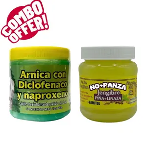 Reforzado Gel de Jengibre No+Panza + Arnica pomada muscular 120g Combo Offer NO+PANZA Ginger Gel + Bamitol, 8.8 Ounce (Pack of 2)