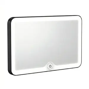 Women's LED Light Car Sun Visor Makeup Mirror with Lights, Touch Control, Dimmable Brightness, 3 Color Modes, Type-C Rechargeable Travel Mirror (White/Pink/Black)