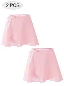 2 Pack Women's Ballet Dance Wrap Skirts, Adjustable Tie Black and Pink Chiffon Dance Skirt, Comfortable & Stylish Design, Perfect for Practice & Performance