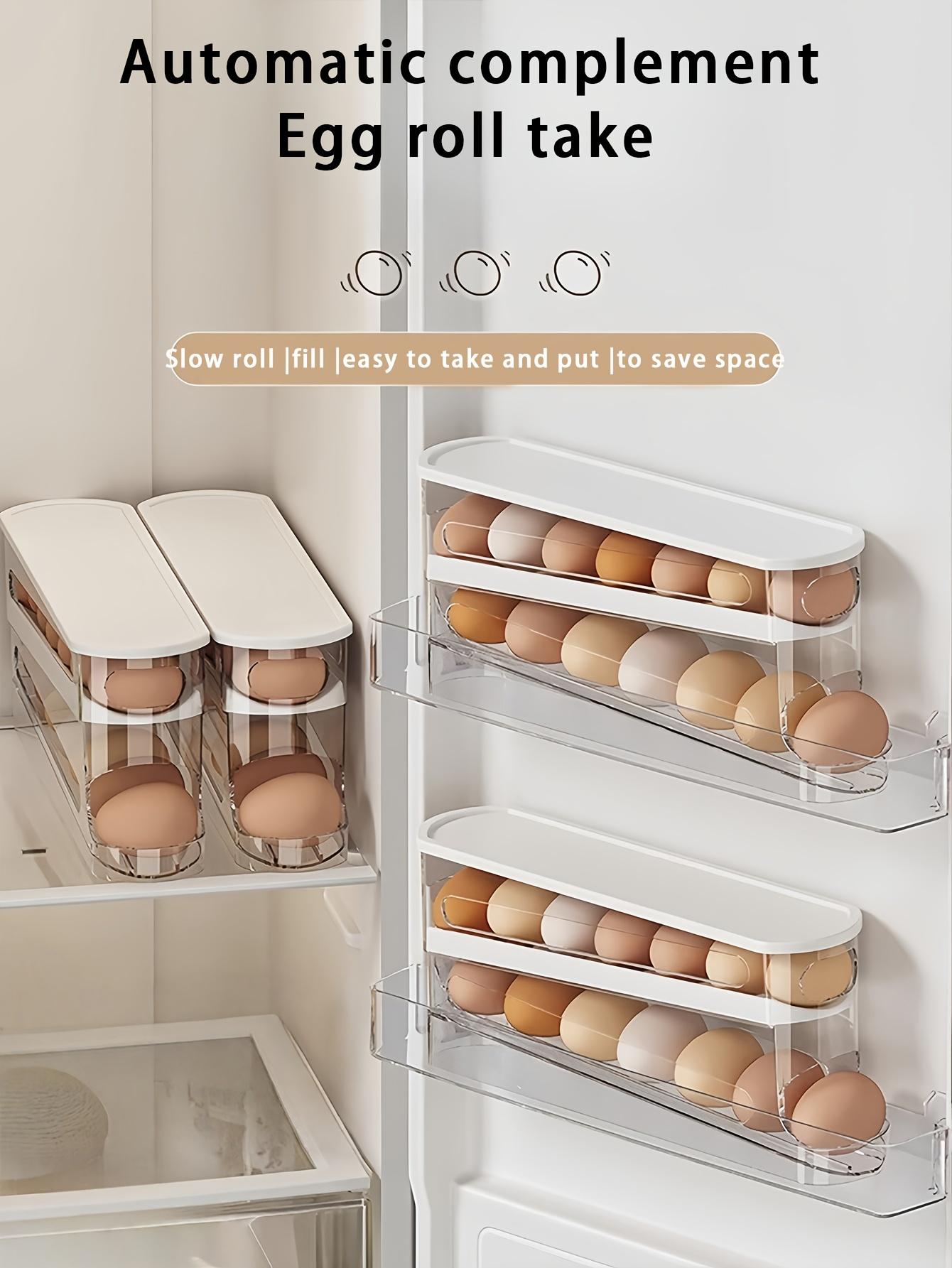 Automatic Egg Storage Box for 12-14 Eggs with Double-Layer Sliding Design | Fresh Egg Organizer with Flip Cover | Space-Saving Egg Rack for Refrigerator, Essential Kitchen Solution for Storing Eggs