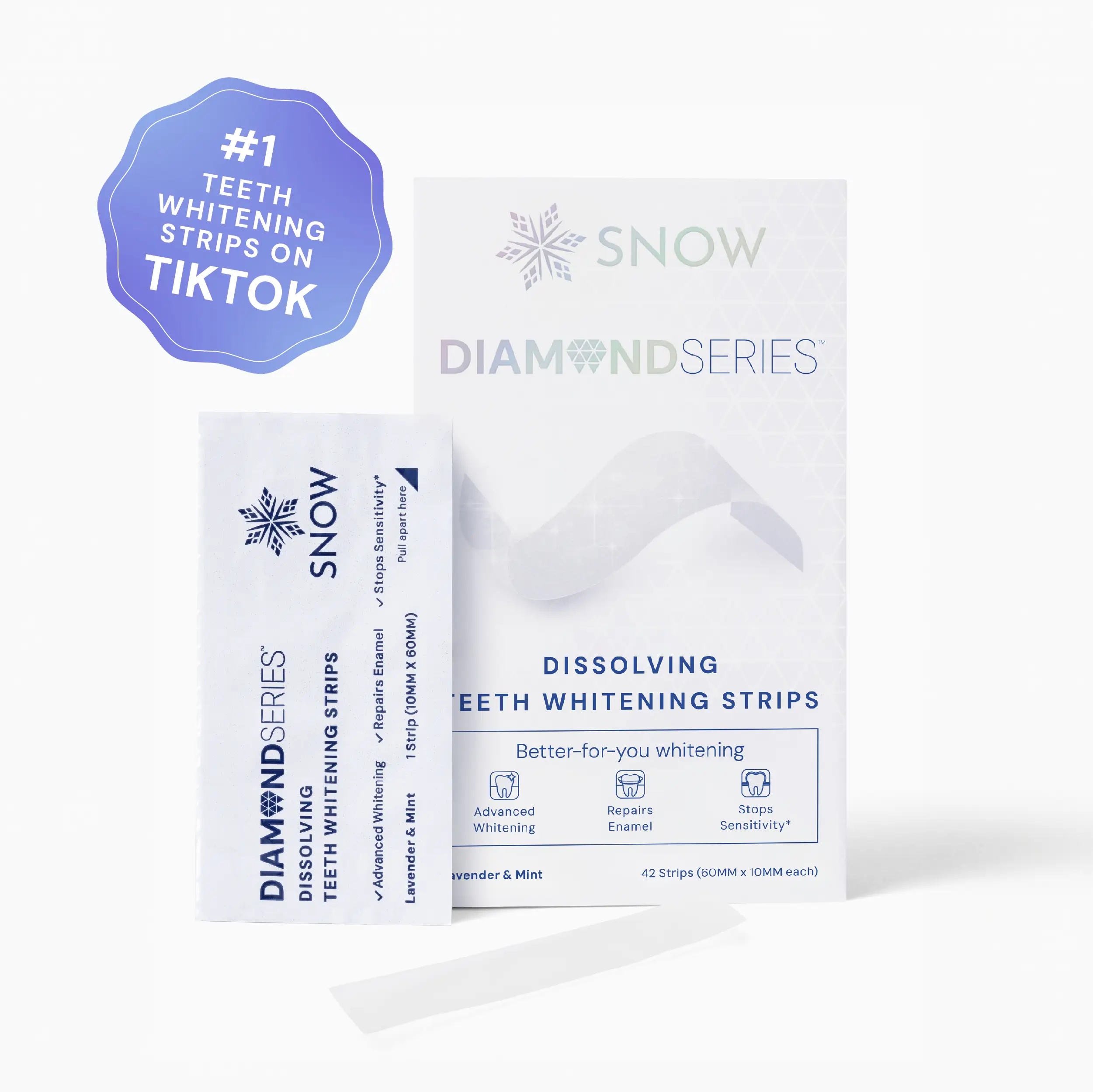 SNOW Diamond Teeth Whitening Strips | Gentle & Enamel Safe White Strips for Teeth Whitening | at Home Dental Hygiene & Tooth Care for a White Smile