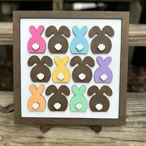 Bunny Easter Sign Decor - Assorted Colorful Bunny Shapes for Easter Decor, Unique Decorative Sign