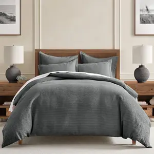 Cloud Waffle Charcoal King Duvet Set - Levtex Home