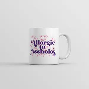 Allergic to Assholes Mug Funny Sarcastic Novelty Coffee Cup - 11oz Funny Coffee Mugs Ceramic Printed Drinkware Cup