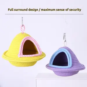 Hand-Woven Bird Nest, Parrot Sleeping Nest, Birdhouse, Insulated And Thickened Cotton Nest, Handmade Bird Nest, Suitable For Various Small Pets, Cliff-Style Parrot Nest, Multiple Colors, Comfortable And Breathable