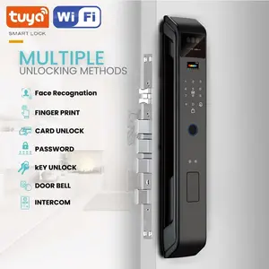 Three-camera monitoring intercom smart lock with facial recognition, fingerprint lock, household anti-theft door lock, automatic smart door lock, Smart Locks for Entry Door, Highsecurity Features, Aluminum Alloy Body