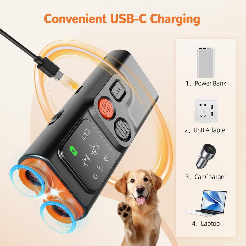 GoliPal 2026 Upgraded Ultrasonic Dog Training Aid with LED Flashlight & HD Display USB Rechargeable Handheld Device for Puppy Barking Issues Correction Functionality