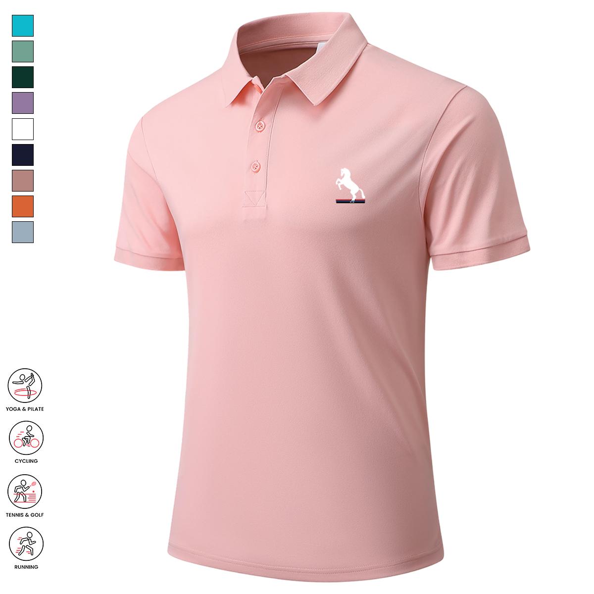 Men’s 7-Pack Summer Polo Shirts - Breathable, Sweat-Absorbing, Conservative, Front-Placket, Preppy, Short-Sleeve, Solid-Color, Regular-Fit Casual Sporty Apparel for Outdoor Activities, Everyday Wear, Conservative Polo Shirts, Front-Placket Polo Shirts