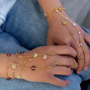 Women’s Handmade Beaded Flower Finger Bracelet • Stylish for Travel & Everyday Wear